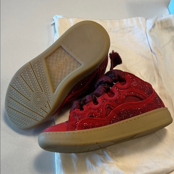 Lanvin Curb Rhinestone Sneakers Red - Picture 11 of 15